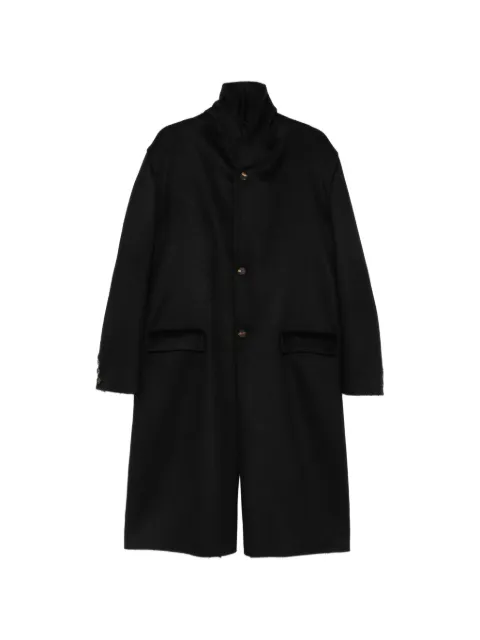kang funnel-neck single-breasted coat Black MWJ033LSHL