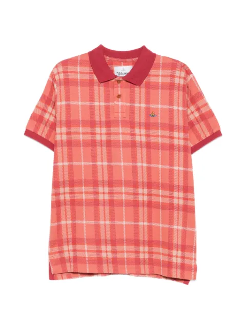 Vivienne Westwood check-pattern Orb-embroidered polo shirt Red 2H01000YJ00C1