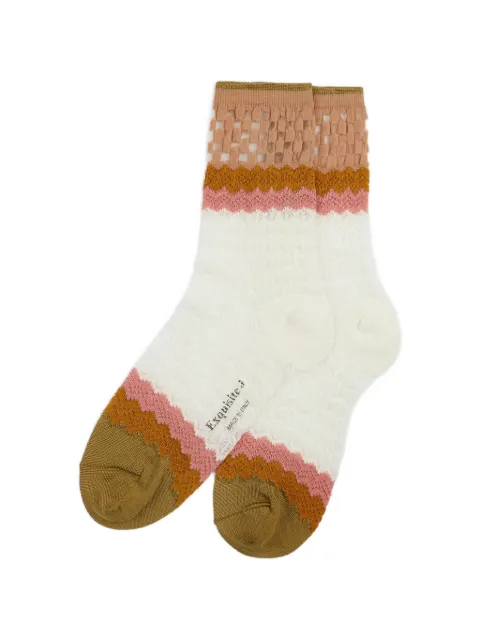 Exquisite J chevron-knit short socks White CA83V2