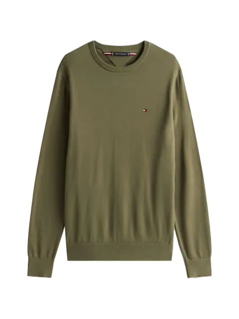 Tommy Hilfiger flag-embroidered crew-neck sweater Green FMW0MW3999