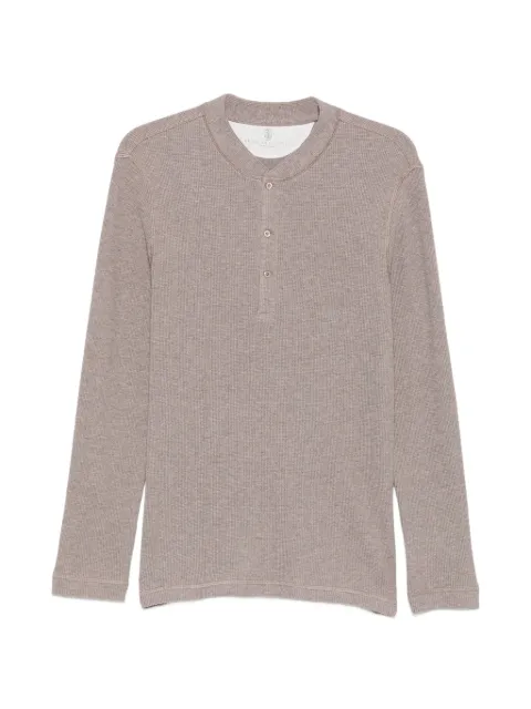 Brunello Cucinelli henley-neck waffle-knit sweater Grey MM8521365C008