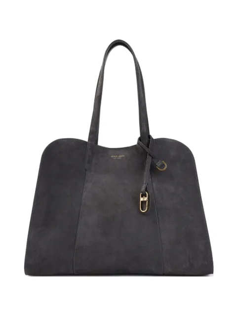 Giorgio Armani suede logo-print tote bag Grey GW003950AF14186