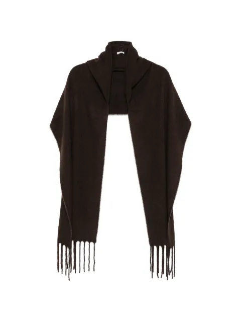 Destin fringe-trimmed bouclé scarf Brown OPUSCAPPCH