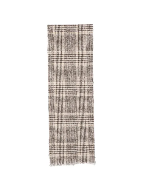 Destin check-pattern frayed scarf Brown MEGASCBR