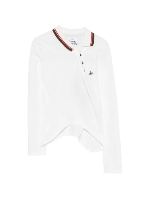 Vivienne Westwood Orb-embroidered asymmetric polo shirt White 1H010007J00AU