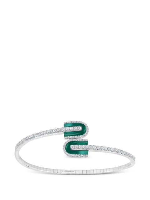 U LOS ANGELES diamond and malachite bangle bracelet Silver 177501