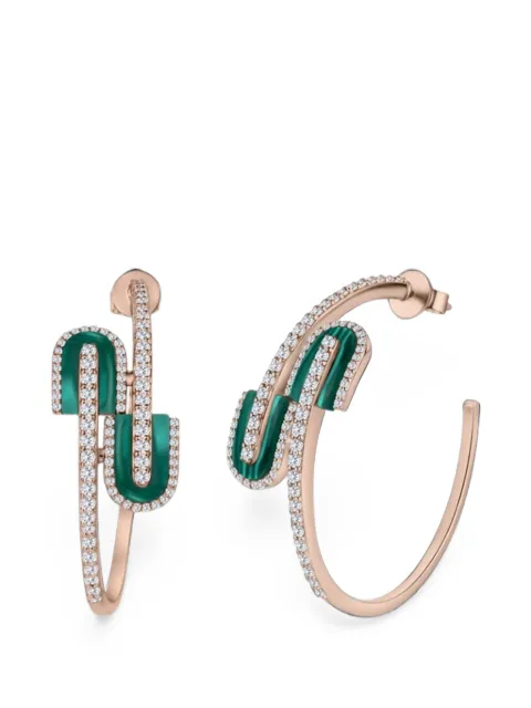 U LOS ANGELES malachite and diamond hoop earrings Pink 177574