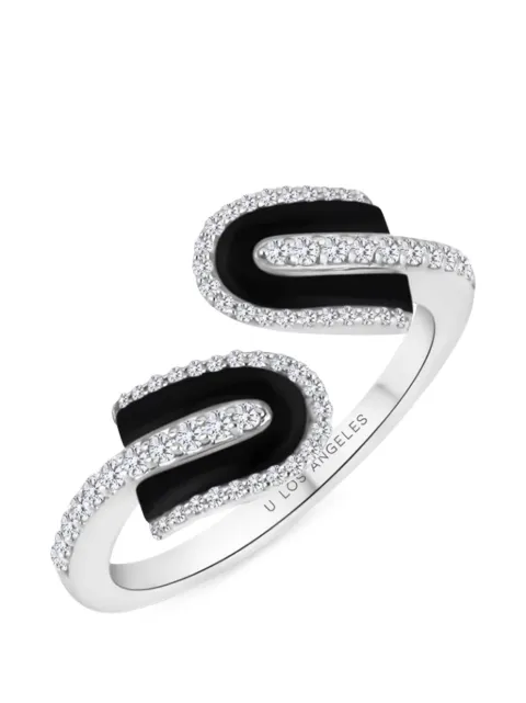 U LOS ANGELES U Duo diamond and onyx ring Silver 184633