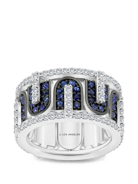 U LOS ANGELES diamond and sapphire U ring Silver 177939