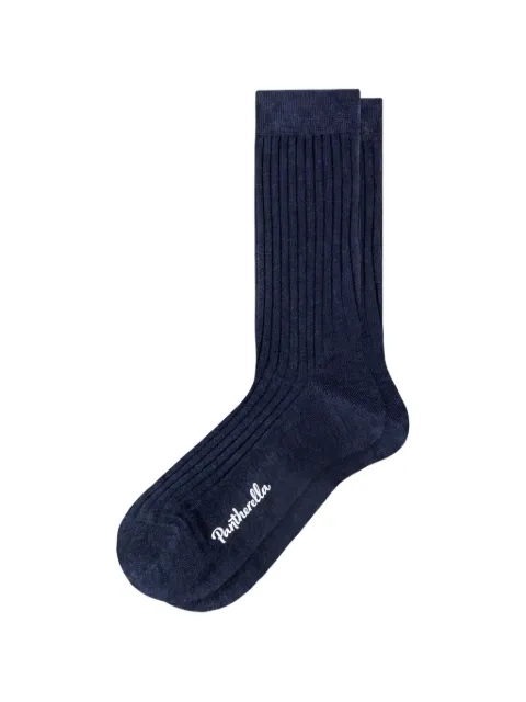 Pantherella ribbed-knit logo-detail socks Blue W796