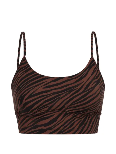 Rip Curl zebra-print ribbed sports bra Brown 080WTE