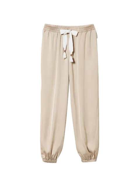 TWINSET satin-finish drawstring track pants Neutrals 241LL2FDD