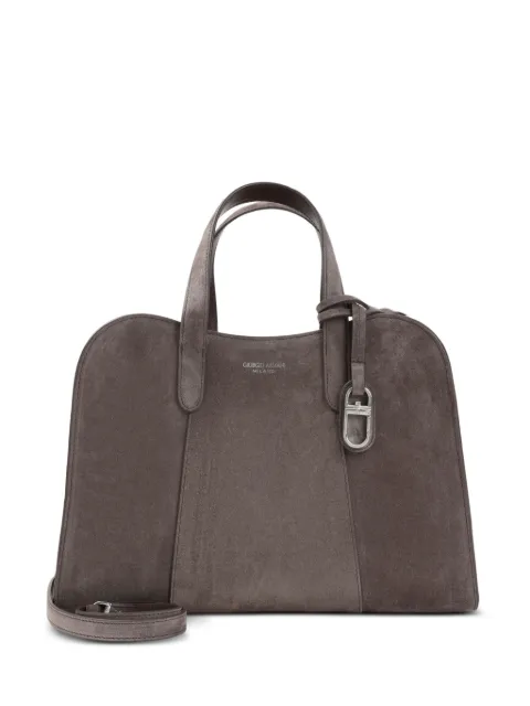 Giorgio Armani suede logo-print tote bag Grey GW003732AF14186