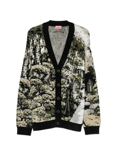Kenzo Japanese Garden V-neck cardigan Green FG65CA8143FD