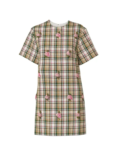 Carolina Herrera embellished check shift mini dress White P2611E578CTA