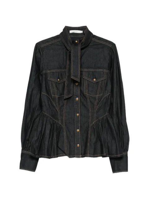 ZIMMERMANN pussy-bow peplum shirt Blue 9487TF26RO