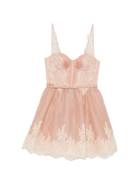 ZIMMERMANN lace-trim panelled mini dress Pink 9399DF261