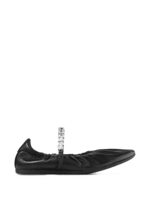 Jimmy Choo Jade black soft-nappa-leather ballerina flats with crystal strap Black 0000103047GKE