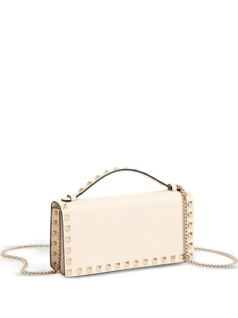 Valentino Garavani Rockstud wallet with chain in grainy calfskin Neutrals 9W0P0AK2VSH