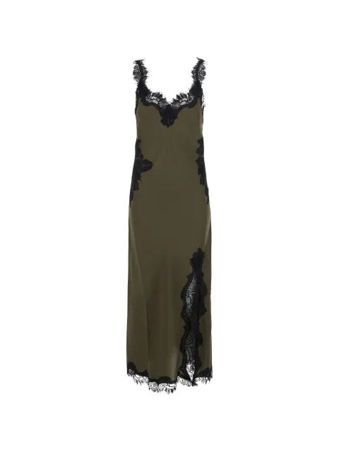 Gold Hawk Harper lace-trim silk maxi dress Green GH6084
