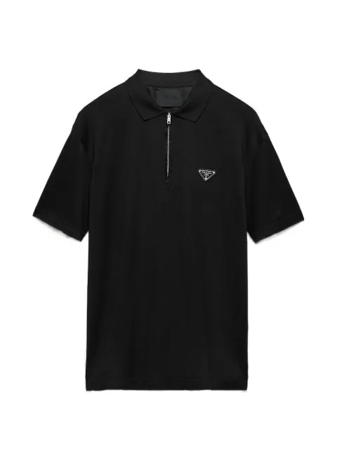 Prada piqué polo shirt with Re-Nylon details Black UJN9031866