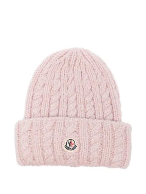 Moncler cable-knit beanie hat Pink L20933B00031N0403