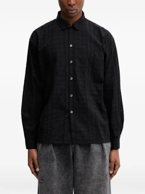 BEAMS broderie-anglaise long-sleeve shirt Black 11111309301