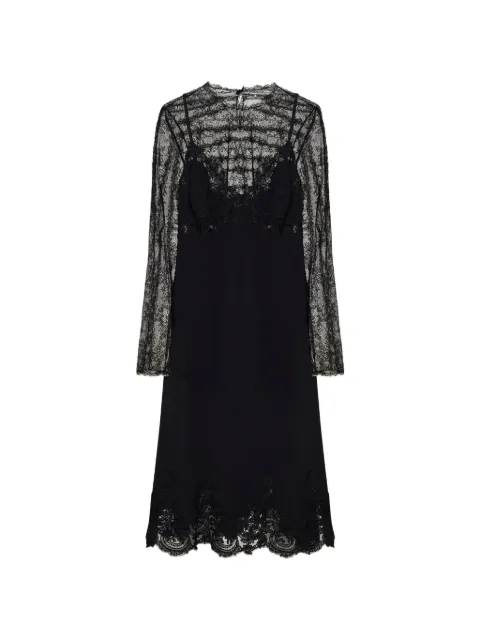 Ermanno Scervino layered lace-insert long-sleeved midi dress Black D492Q321APILMILM95708