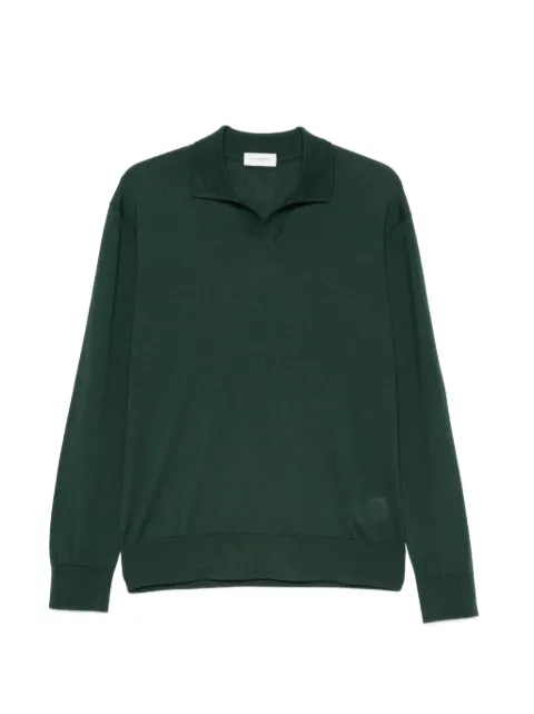 Paolo Pecora long-sleeved wool polo shirt Green A011F0015588