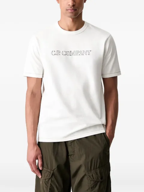 C.P. Company 30/2 mercerized jersey twisted short-sleeve logo T-shirt White 21CMTS169A110580W103