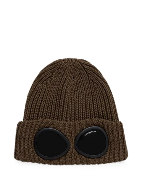 C.P. Company Goggle ribbed-knit beanie hat Brown 21CMAC742A005509A