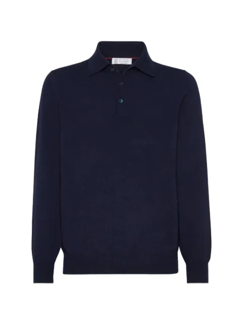 Brunello Cucinelli cashmere knit polo shirt Blue M2200295CW425