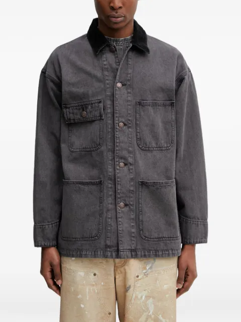 BEAMS faded corduroy-collar jacket Black 11184084791