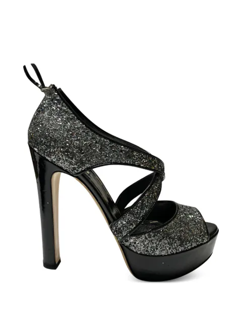 Miu Miu Pre-Owned Glitter platform sandals Grey NAPPUGBSH091654W