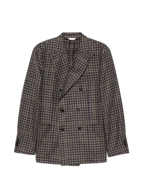 Boglioli houndstooth double-breasted jacket Brown N4302EFB60100