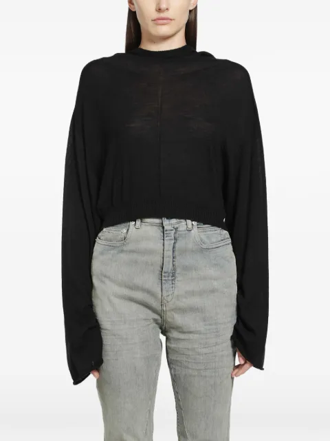 Rick Owens cropped knit hoodie Black RP02F5632M