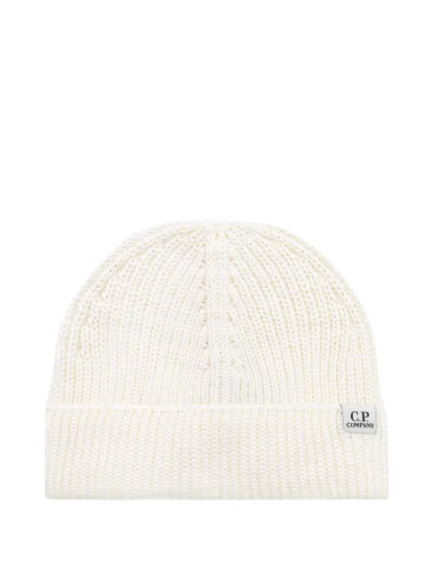 C.P. Company ribbed-knit beanie hat White 21CMAC137A005509A