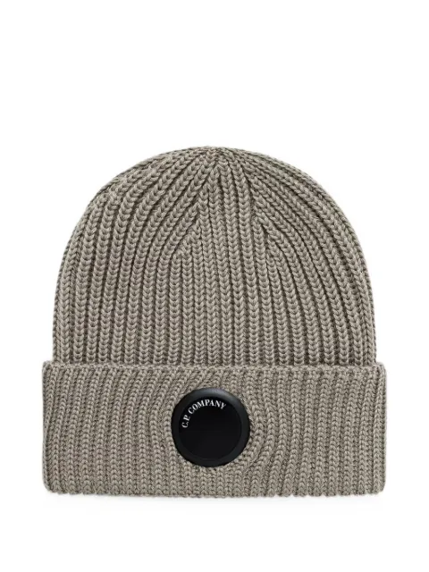 C.P. Company Lens-detail ribbed-knit beanie hat Grey 21CMAC739A005509A356