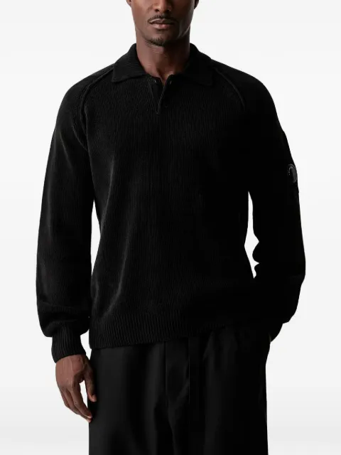 C.P. Company Lens-detail rib-knit sweater Black 21CMKN198A005558G999