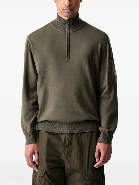 C.P. Company Lens-detail half-zip sweater Green 21CMKN070A005528A