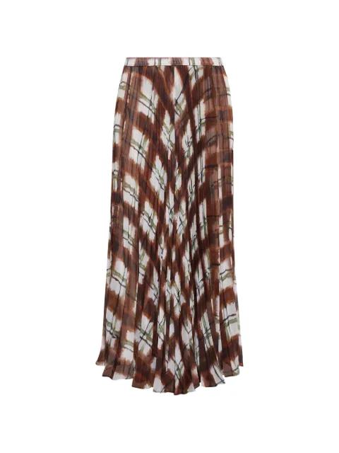 Cara Cara Otta pleated plaid maxi skirt Brown 2125PPBR