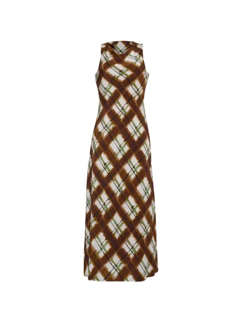 Cara Cara plaid-print cowl-neck midi dress Brown 1563PPBR