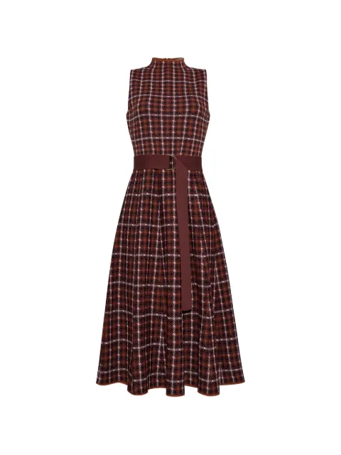 Cara Cara Brice check-print belted midi dress Brown 9194CCBR