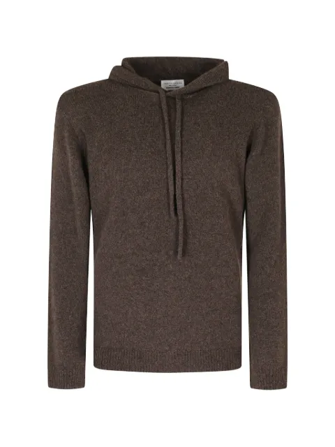 Roberto Collina drawstring knitted wool hoodie Brown 263MYB40007099