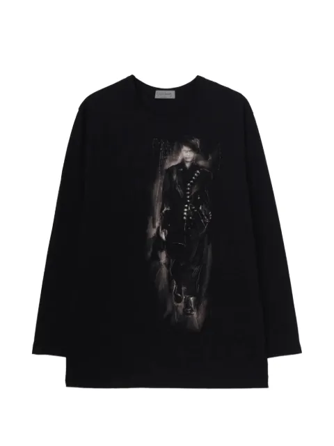 Yohji Yamamoto graphic-print long-sleeved T-shirt Black HWT72090