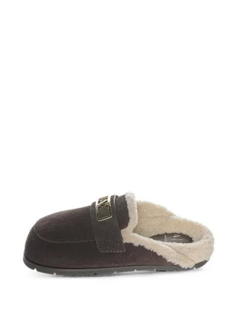 Armani Exchange logo-plaque flat mules Brown XW003096AF2