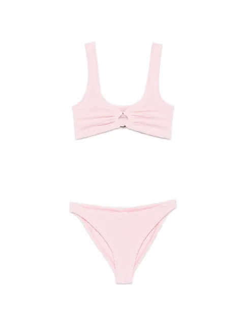 Hunza G crinkle-effect ring-detail bikini Pink BJULIAGD