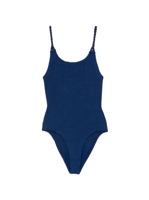 Hunza G Camille crinkle-effect swimsuit Blue SCAMILLECR