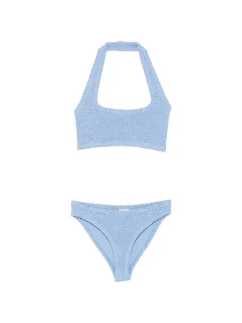Hunza G crinkle-effect halterneck bikini Blue BSANDYCR