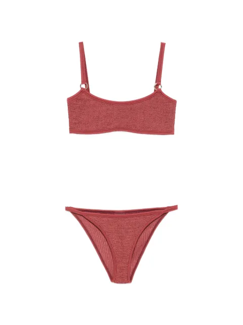 Hunza G crinkled-finish ring-detail bikini Pink BIRISGD